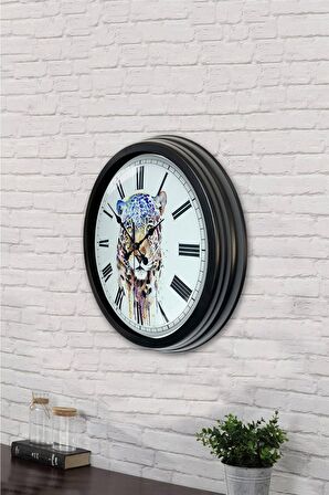 40 Cm Siyah Metal Kaplan Duvar Saati