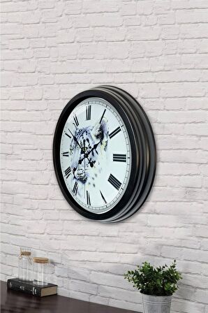 40 Cm Siyah Metal Kaplan Duvar Saati