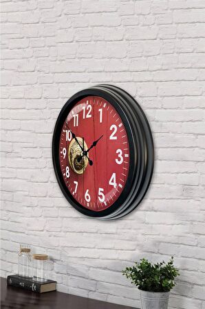 40 Cm Siyah Metal Kapı Duvar Saati