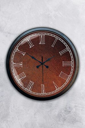 40 Cm Siyah Metal Kahverengi Duvar Saati