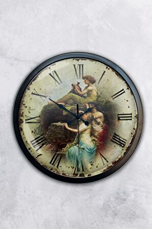 40 Cm Siyah Metal Kadın Figür Duvar Saati