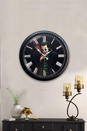 40 Cm Siyah Metal Joker Duvar Saati