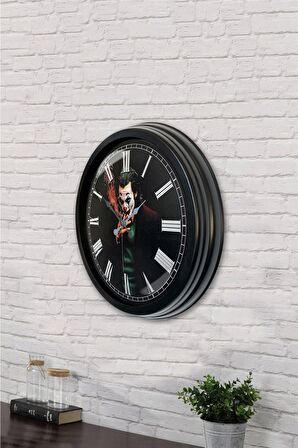 40 Cm Siyah Metal Joker Duvar Saati