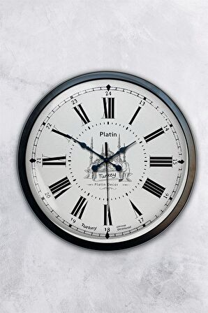 40 Cm Siyah Metal İstanbul Duvar Saati