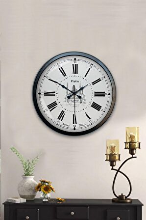 40 Cm Siyah Metal İstanbul Duvar Saati