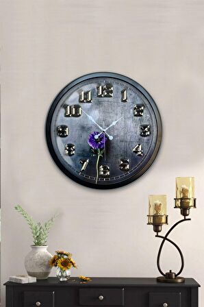 40 Cm Siyah Metal İron Duvar Saati