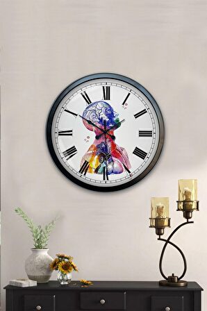 40 Cm Siyah Metal İnsan Duvar Saati