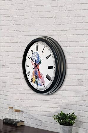 40 Cm Siyah Metal İnsan Duvar Saati