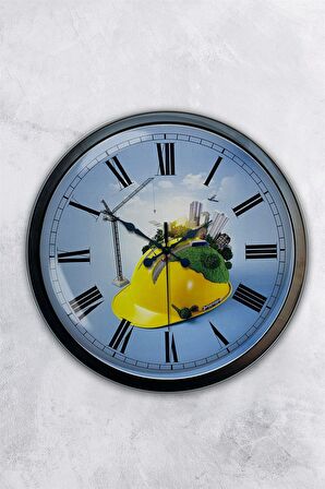 40 Cm Siyah Metal İnşaat Sektörü Duvar Saati