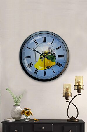 40 Cm Siyah Metal İnşaat Sektörü Duvar Saati