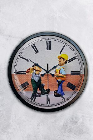 40 Cm Siyah Metal İnşaat Duvar Saati