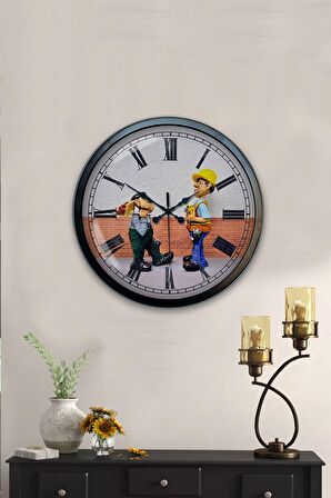 40 Cm Siyah Metal İnşaat Duvar Saati
