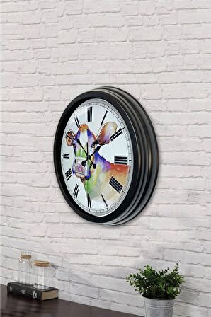 40 Cm Siyah Metal İnek Duvar Saati