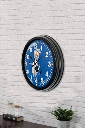 40 Cm Siyah Metal İnek Duvar Saati