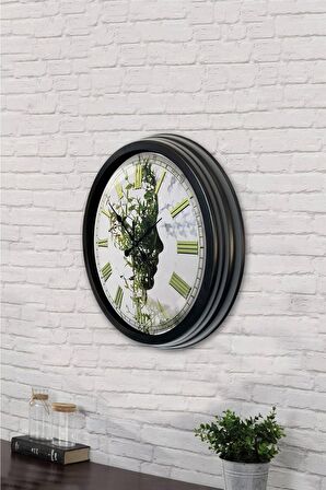 40 Cm Siyah Metal İklim Temalı Duvar Saati