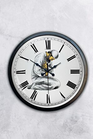 40 Cm Siyah Metal İbadet Duvar Saati