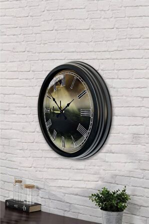 40 Cm Siyah Metal Huzur Duvar Saati