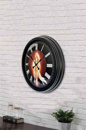 40 Cm Siyah Metal Horse Duvar Saati