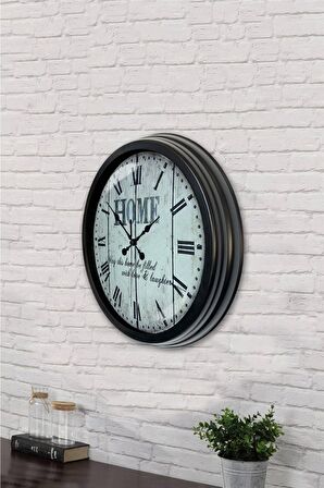 40 Cm Siyah Metal Home Duvar Saati