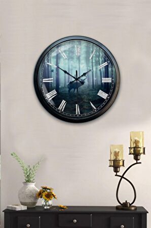 40 Cm Siyah Metal Hayvanlar Duvar Saati