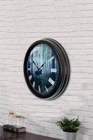 40 Cm Siyah Metal Hayvanlar Duvar Saati