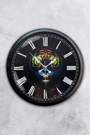 40 Cm Siyah Metal Hayvanlar Duvar Saati