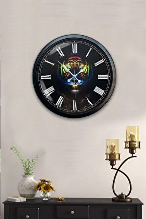 40 Cm Siyah Metal Hayvanlar Duvar Saati