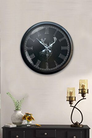 40 Cm Siyah Metal Hayvanlar Duvar Saati