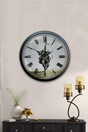 40 Cm Siyah Metal Hayvanlar Alemi Duvar Saati