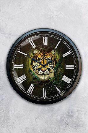 40 Cm Siyah Metal Hayvanlar Alemi Duvar Saati