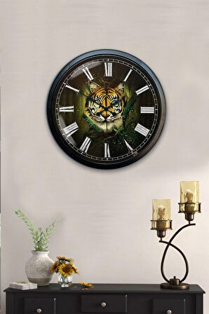 40 Cm Siyah Metal Hayvanlar Alemi Duvar Saati