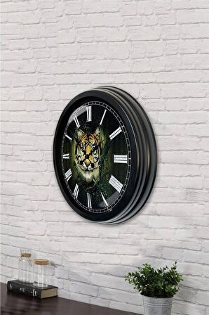 40 Cm Siyah Metal Hayvanlar Alemi Duvar Saati