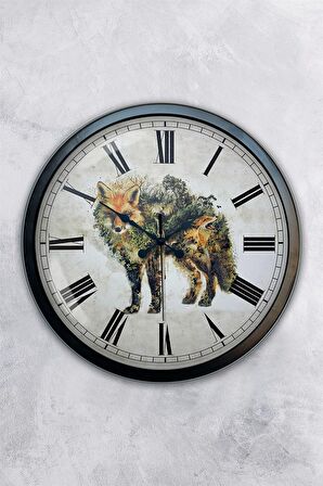 40 Cm Siyah Metal Hayvan Duvar Saati