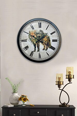 40 Cm Siyah Metal Hayvan Duvar Saati