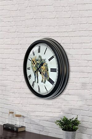 40 Cm Siyah Metal Hayvan Duvar Saati
