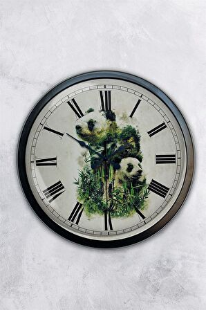 40 Cm Siyah Metal Hayvan Duvar Saati