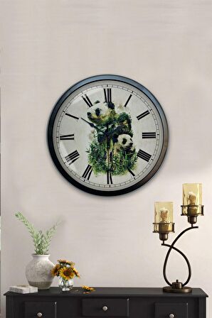 40 Cm Siyah Metal Hayvan Duvar Saati