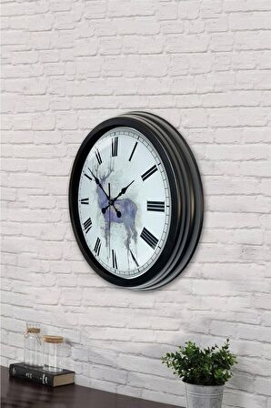 40 Cm Siyah Metal Hayvan Duvar Saati