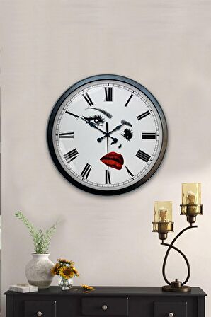 40 Cm Siyah Metal Güzellik Salonu Duvar Saati