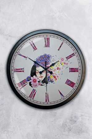 40 Cm Siyah Metal Güzellik Duvar Saati