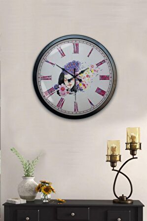 40 Cm Siyah Metal Güzellik Duvar Saati