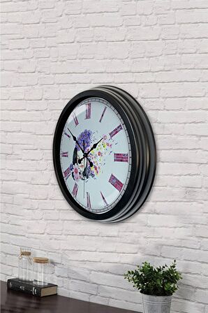 40 Cm Siyah Metal Güzellik Duvar Saati