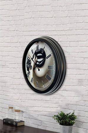 40 Cm Siyah Metal Güzellik Duvar Saati