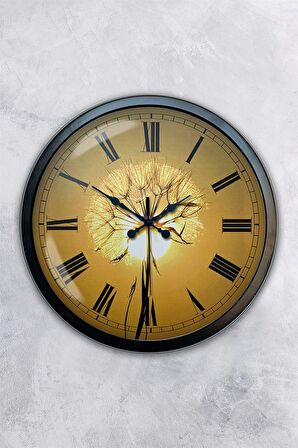 40 Cm Siyah Metal Güneş Duvar Saati