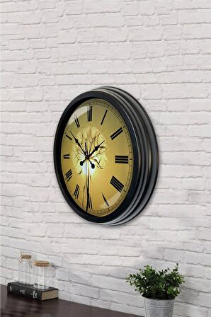 40 Cm Siyah Metal Güneş Duvar Saati