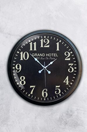 40 Cm Siyah Metal Grand Hotel Duvar Saati
