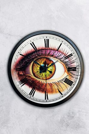 40 Cm Siyah Metal Göz Duvar Saati