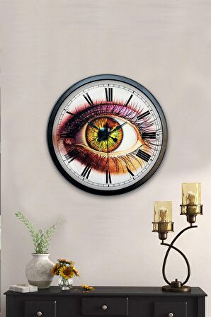 40 Cm Siyah Metal Göz Duvar Saati