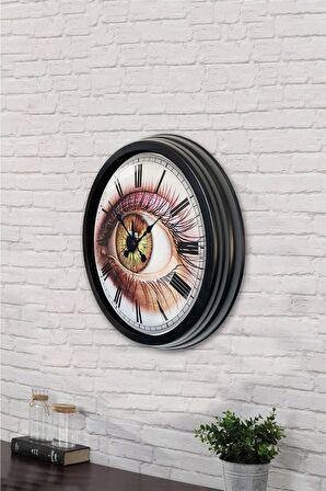 40 Cm Siyah Metal Göz Duvar Saati