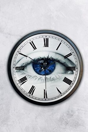 40 Cm Siyah Metal Göz Duvar Saati